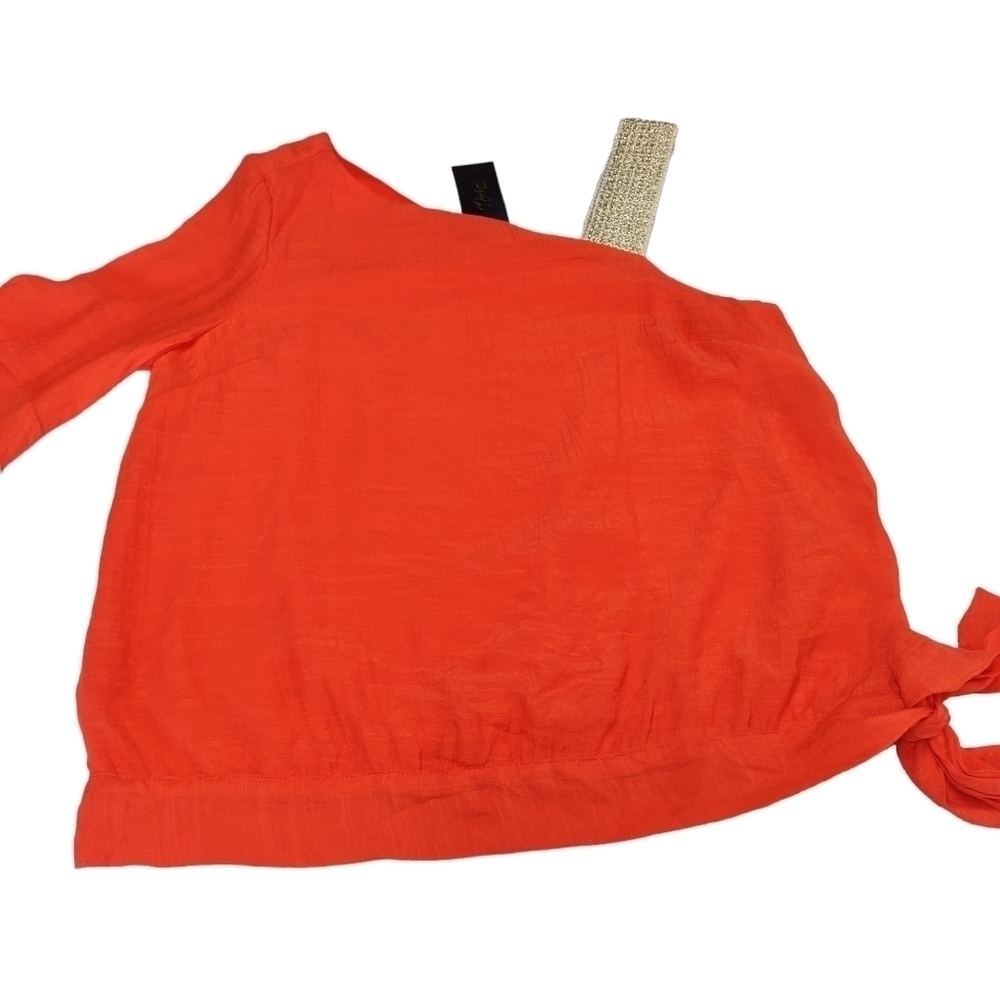 Thalia Sodi Women's Coral Red One shoulder/Cold Shoulder Top Size S NWT - Picture 3 of 10